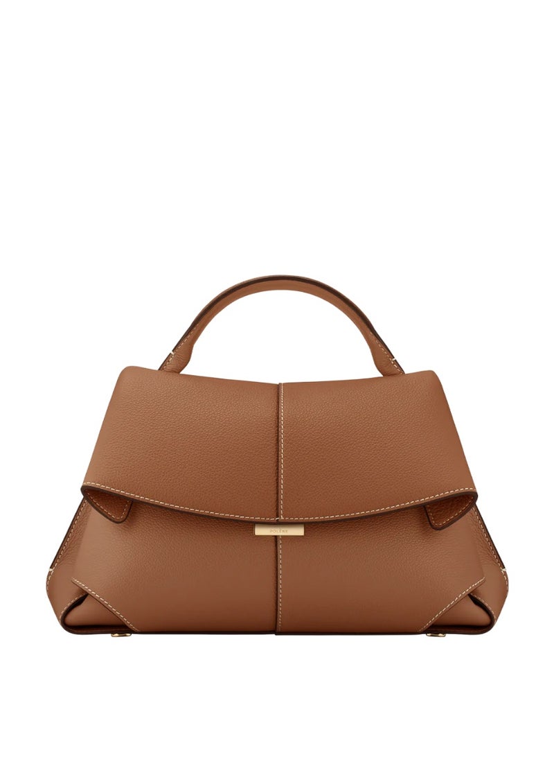 POLENE Polène ابتسامة الخمر الجلد مطوية حقيبة اليد / الكتف حقيبة الكاميرا Crossbody - البني - Image 1
