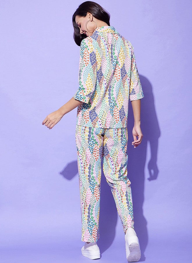 StyleStone طقم قميص وسروال ملون مطبوع من ستايل ستون - Image 5