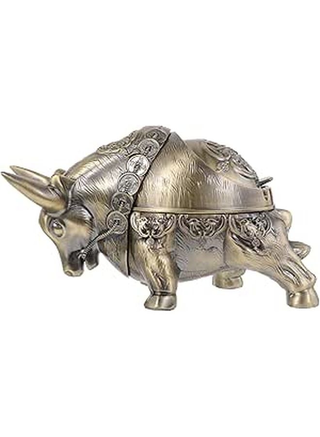 Windproof Copper Plated Cattle Shaped Ashtray Indoor Outdoor Cigarette Holder Vintage Decor - Image 1