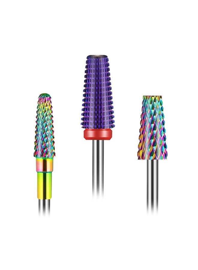 Depvko 3Pcs Nail Drill Bits Set, 5 in 1 Drill Bits for Nails 3/32 Inches, Tapered Barrel and Cone Shape Carbide Nail Drill Bits for Acrylic or Gel Remover - Image 1