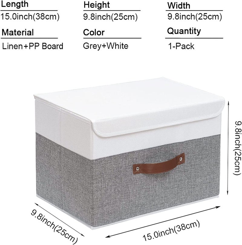 MeRaYo Merayo Storage Box for Clothes Foldable Storage Box Linen Fabric Toy Storage Box with Lid for Home Office Closet 38x25x25cm Rectangular White - Image 4