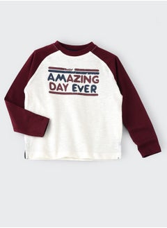 Knit f/slv  t-shirt with print at front
