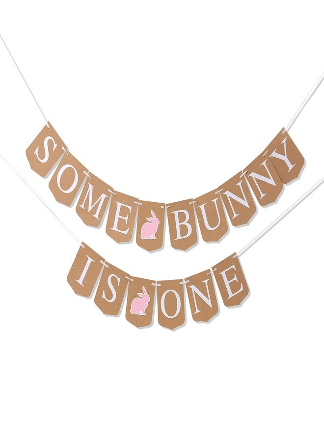 Felix Some Bunny is One Banner - Easter First Birthday Party Decor/Decorations,Bunny's Rabbit 1st/First Birthday,Easter Bunny Birthday,Some Bunny Banner/Garland,Bunny Turning One, Cake Smash Banner - Image 1