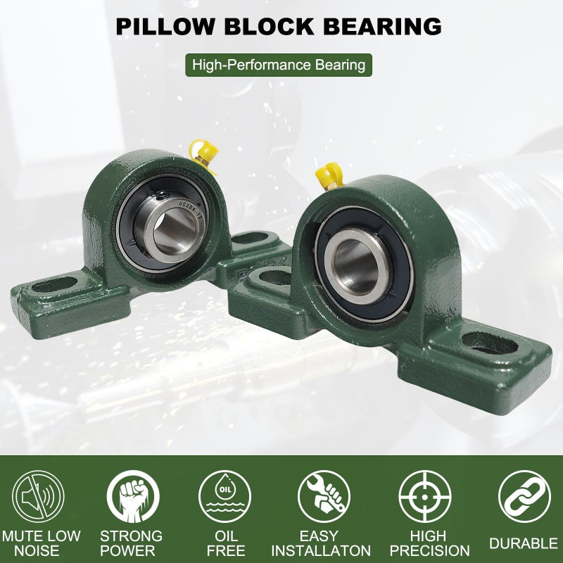 SACKORANGE 2 Pack UCP204-12 Pillow Block Mounted Ball Bearing - 3/4" Bore - Solid Cast Iron Base - Self Aligning - Image 3