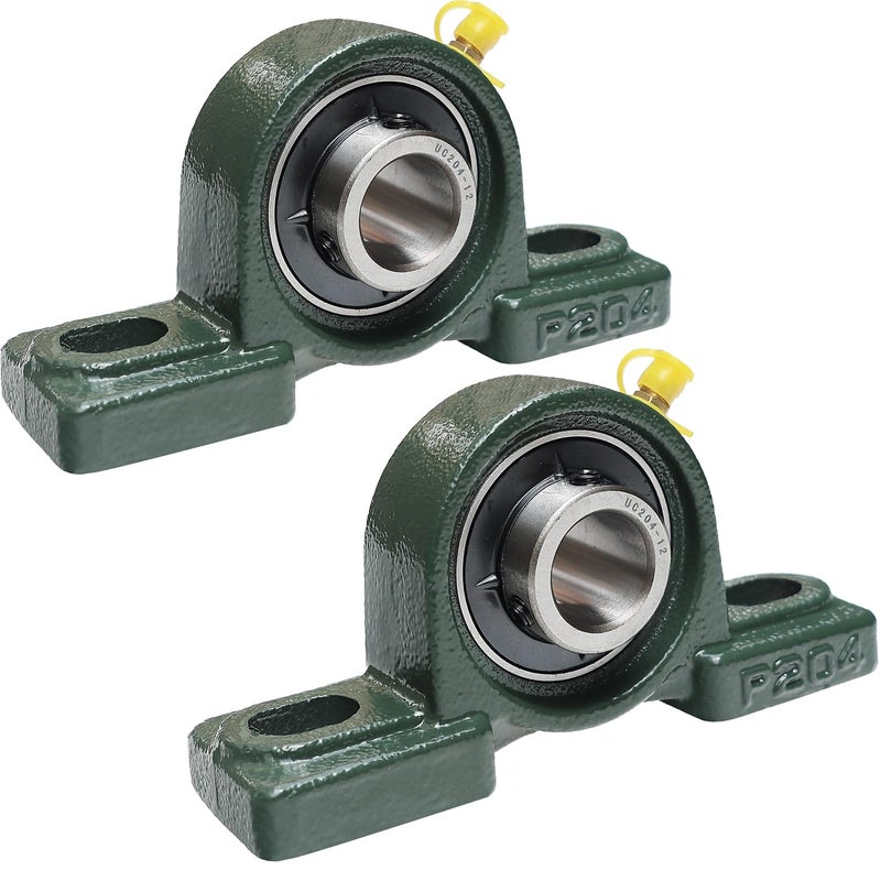 SACKORANGE 2 Pack UCP204-12 Pillow Block Mounted Ball Bearing - 3/4" Bore - Solid Cast Iron Base - Self Aligning - Image 1