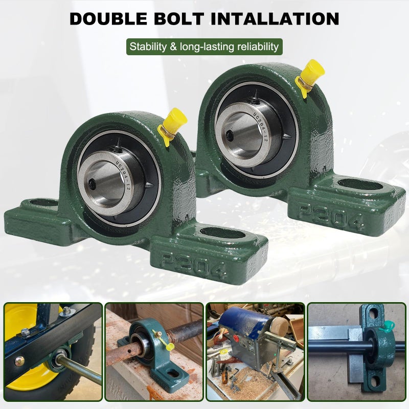 SACKORANGE 2 Pack UCP204-12 Pillow Block Mounted Ball Bearing - 3/4" Bore - Solid Cast Iron Base - Self Aligning - Image 5