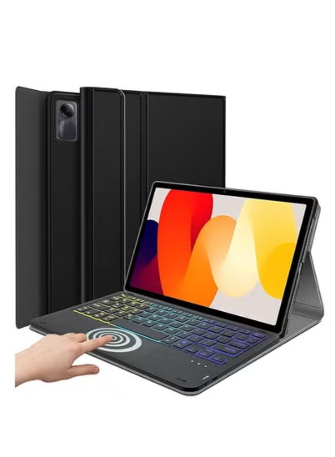 Backlit Touchpad Keyboard Case for Xiaomi Redmi Pad SE 11 inch 2023, 3-Zone Backlit Wireless Trackpad Keyboard with Protective Slim Stand Cover Case for 11” Redmi Pad SE 2023 Release - Image 1