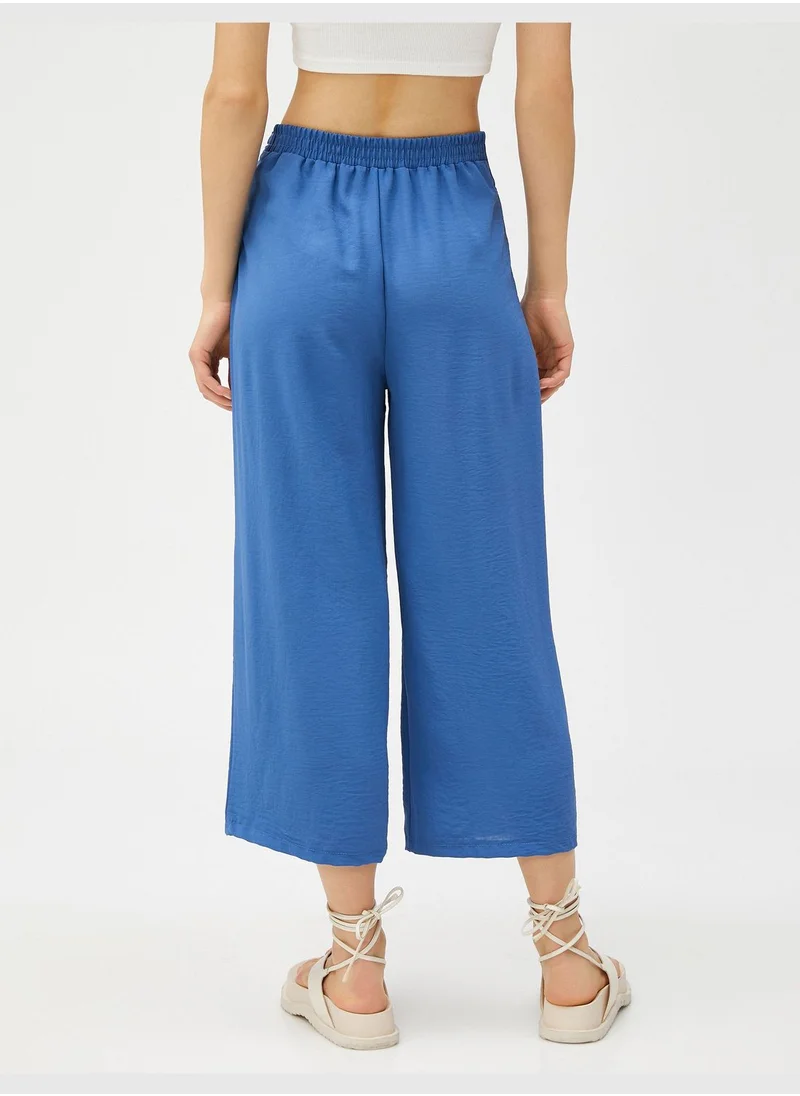 كوتن Crop Wide Leg High Waist Trousers