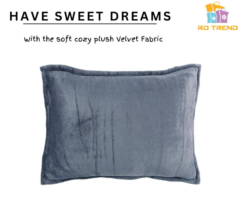 RD TREND® Presents Velvet 250 GSM Pillow Cover Set of 2 with Zipper,Size -18" x 28" Inches (45x71 Cm) (Grey) - Image 5