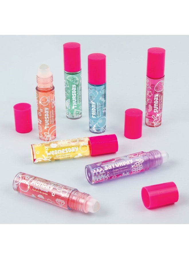 Make It Real 3C4G Days of the Week Lip Gloss Set for Girls - 7 Pack Kids Lip Gloss Kit for Girls, Tweens & Teens - Clear Flavored Lip Gloss Makeup Kit - Roll On Lip Gloss for Girls 8-10-12-14 by Make It Real  - Image 4