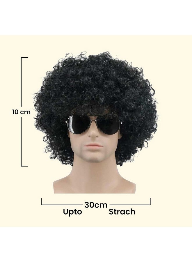 PartyFlex Short Curly Afro Wig in Classic Black - Unisex Synthetic Wig for Men and Women - Pack of 1 Premium Curly Clown Joker Malinga Unisex Funky Hair Wig (Natural Black) - Image 2