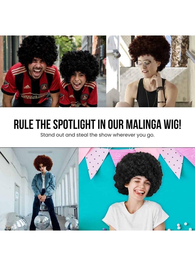 PartyFlex Short Curly Afro Wig in Classic Black - Unisex Synthetic Wig for Men and Women - Pack of 1 Premium Curly Clown Joker Malinga Unisex Funky Hair Wig (Natural Black) - Image 3