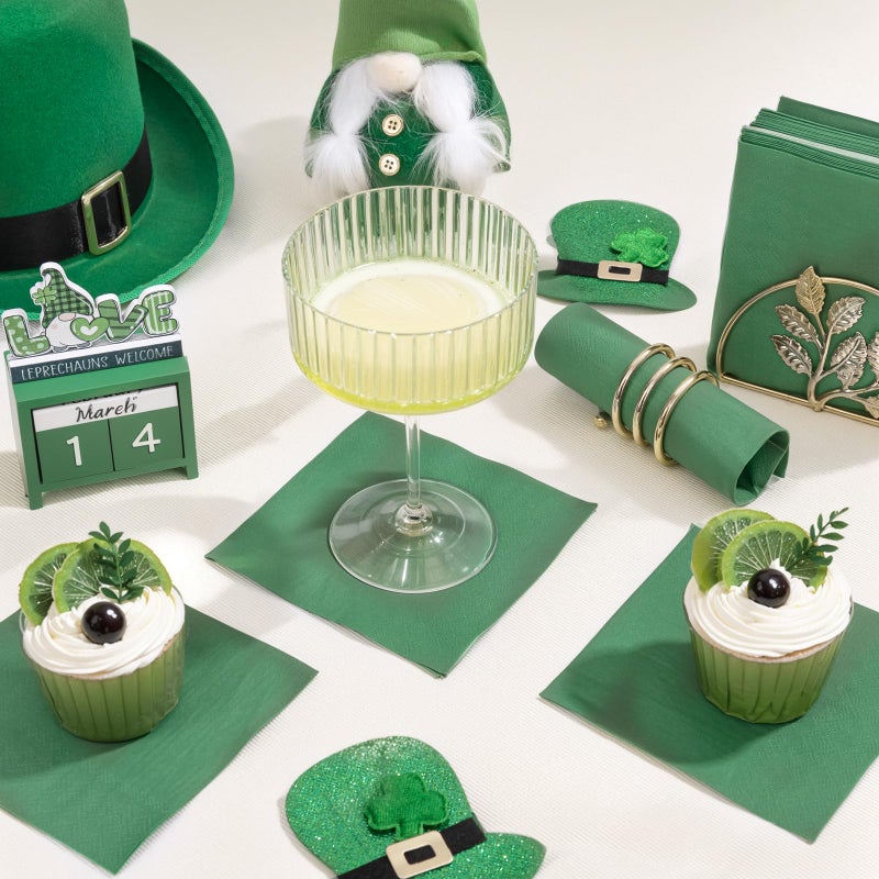 FLOWERCAT 100-Count 2-Ply Dark Green Napkins - Green Napkins Disposable Premium Quality - 5"" x 5"" Green Paper Napkins for Easter Party & St. Patrick's Day Bar Weddings Birthday - Image 3