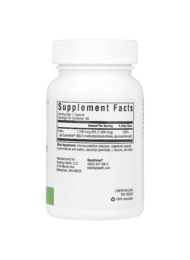 Seeking Health Seeking Health, L-Methylfolate, 1 mg, 60 Vegetarian Capsules  - Image 2