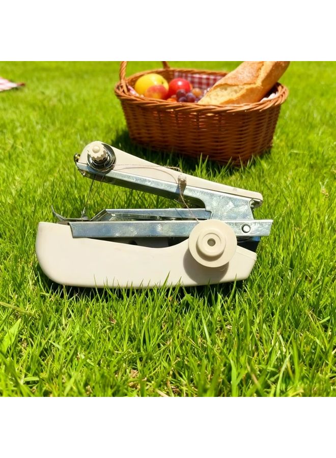 White Portable Mini Hand Sewing Machine For Fabric Repair Home Craft No Electricity - Image 3