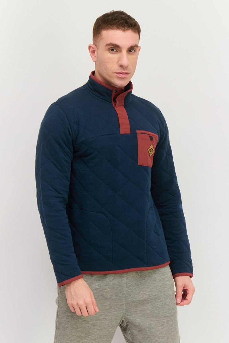 Hurley Men High Neck Long Sleeve Brand Logo Sweatshirts, Navy Blue - Image 1