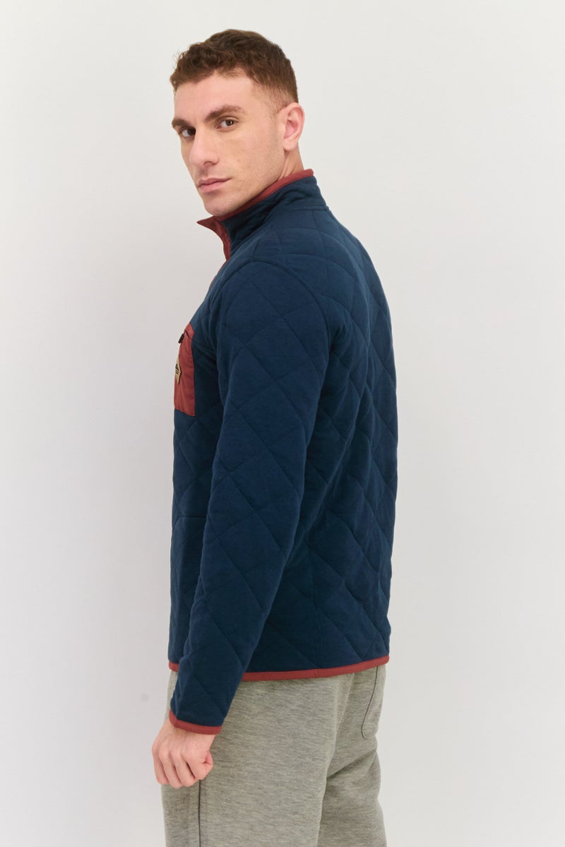 Hurley Men High Neck Long Sleeve Brand Logo Sweatshirts, Navy Blue - Image 2