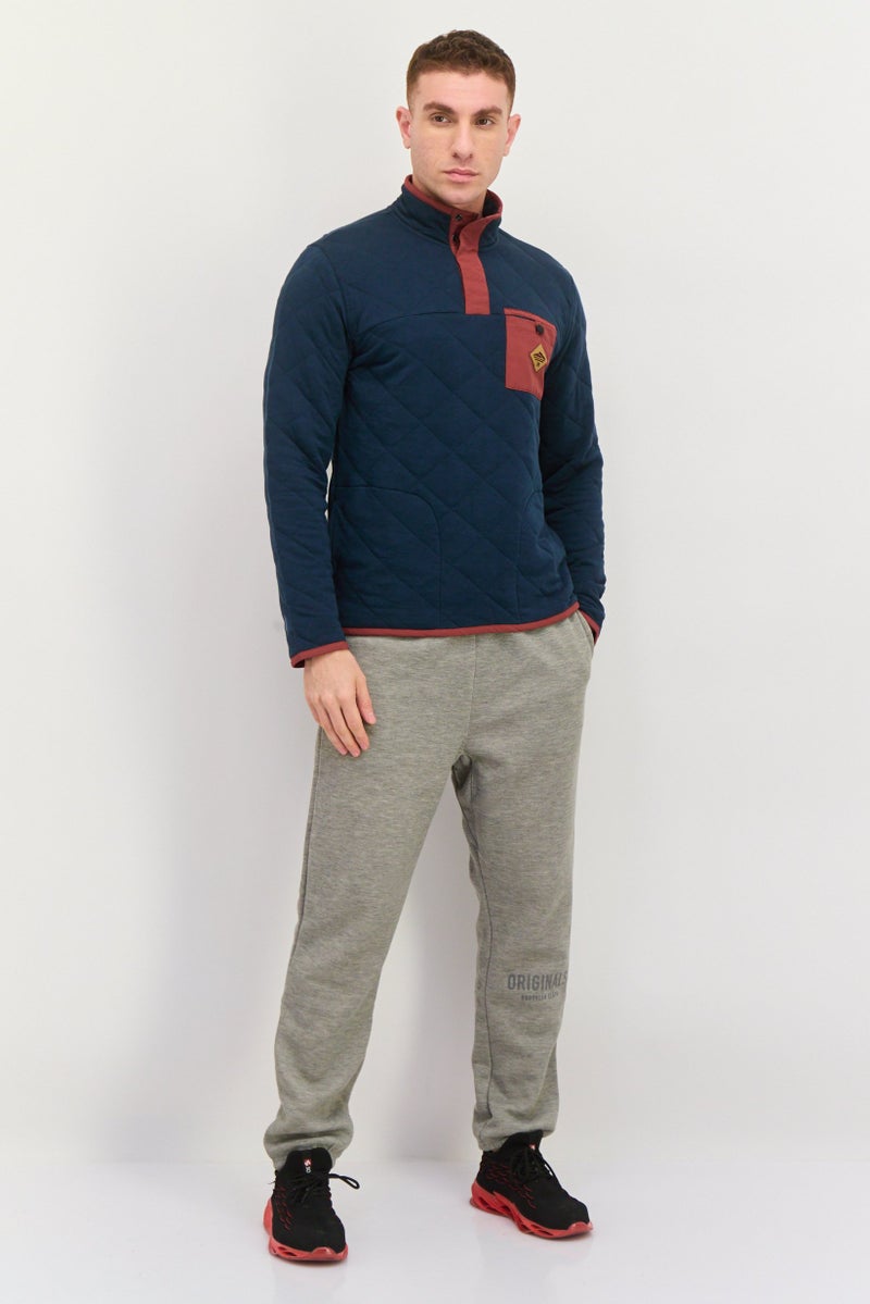 Hurley Men High Neck Long Sleeve Brand Logo Sweatshirts, Navy Blue - Image 4