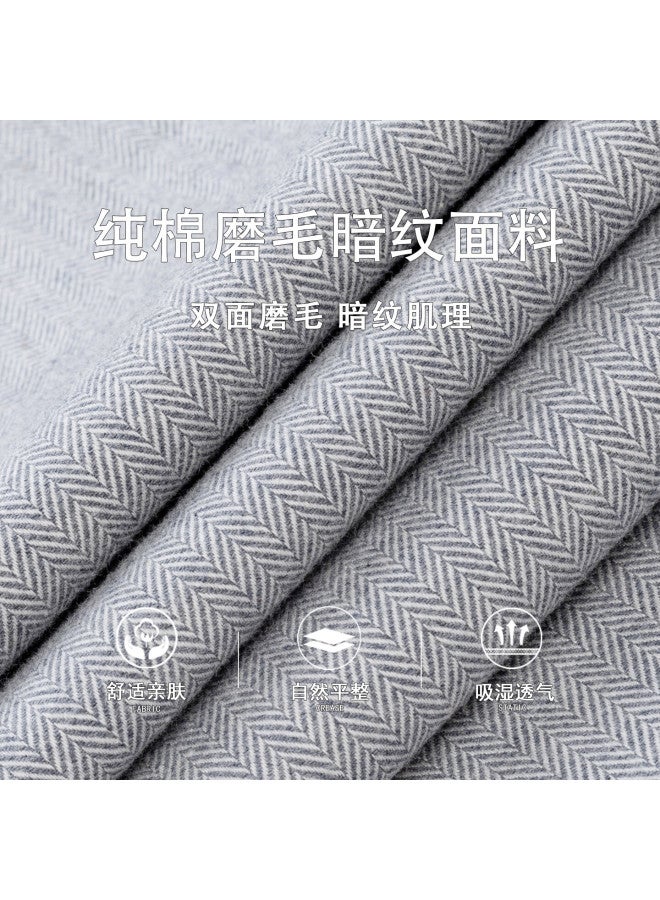 Firs Brushed Upgrade Pure Cotton Men's Long Sleeve Shirt New Casual Business Easy Care Light Gray 44