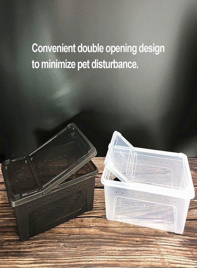 كاثسون صندوق تغذية الزواحف والثعابين من كاثسون، حاوية تربية وتفقيس، موطن للسحالي والعناكب، بيوت حيوانات أليفة صغيرة محمولة من البلاستيك الشفاف للعناكب والعقارب والوزغ (أبيض) - Image 4