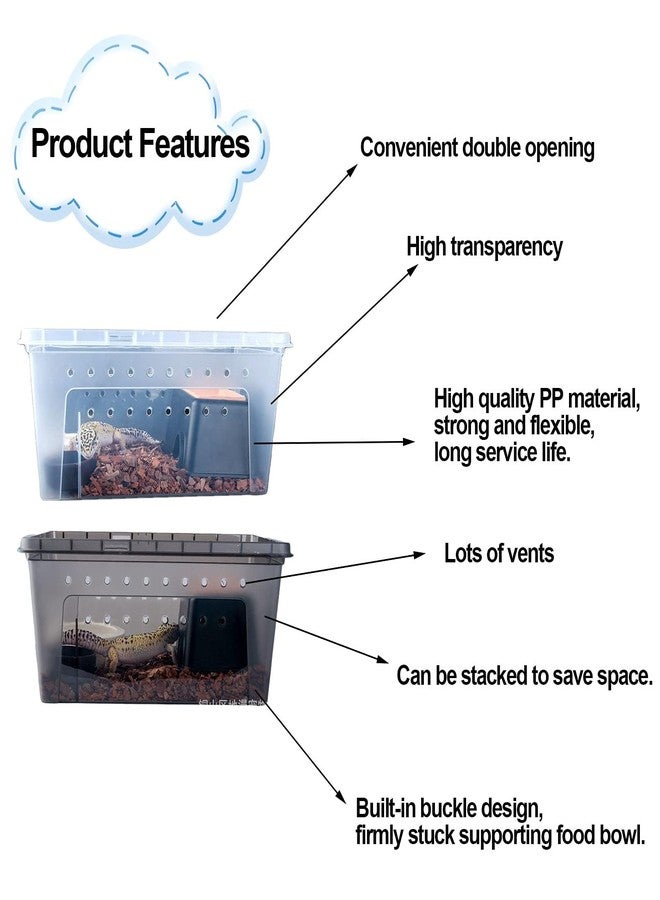 كاثسون صندوق تغذية الزواحف والثعابين من كاثسون، حاوية تربية وتفقيس، موطن للسحالي والعناكب، بيوت حيوانات أليفة صغيرة محمولة من البلاستيك الشفاف للعناكب والعقارب والوزغ (أبيض) - Image 3