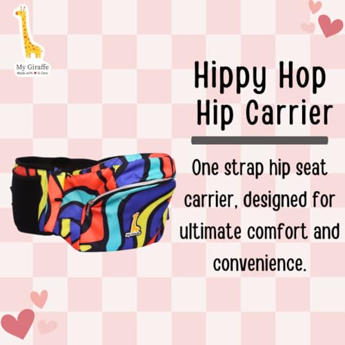 My Giraffe - Hippy Hop - Hip Seat Baby Carrier for 5 Months to 3 Years | Diaper Storage & Phone Pocket | Portable Sling Strap | Ergonomic Seat | Supports Up to 20 kg | Travel-Friendly (Multi Wave) - Image 4