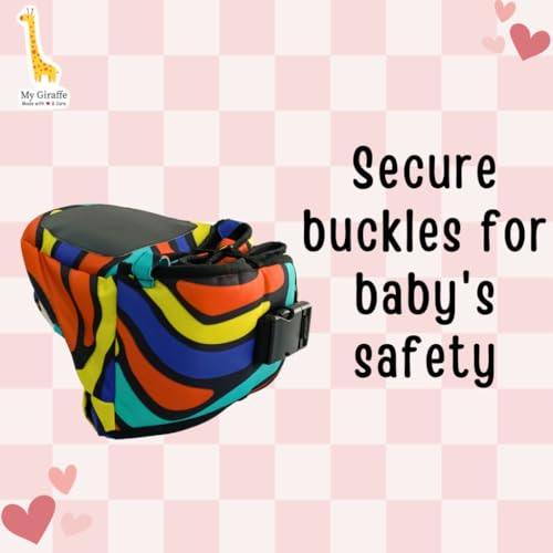 My Giraffe - Hippy Hop - Hip Seat Baby Carrier for 5 Months to 3 Years | Diaper Storage & Phone Pocket | Portable Sling Strap | Ergonomic Seat | Supports Up to 20 kg | Travel-Friendly (Multi Wave) - Image 5