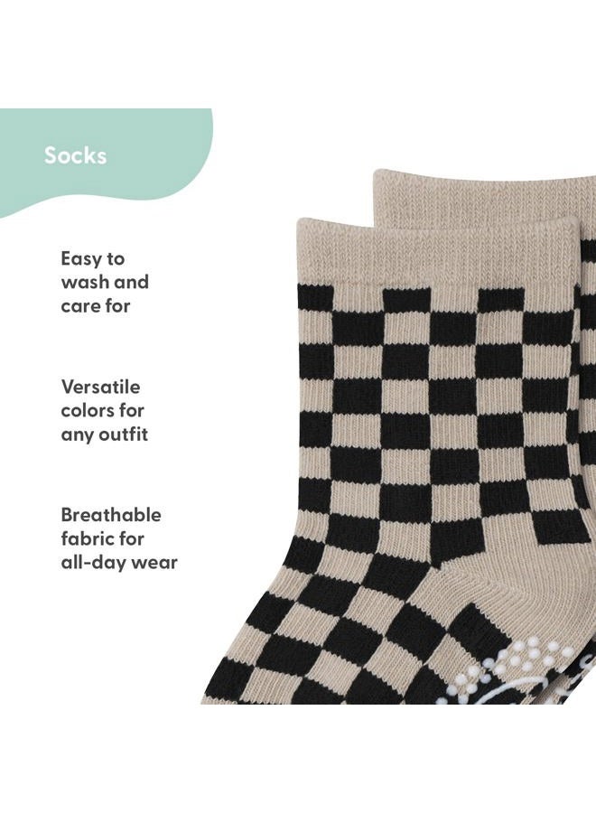The Peanut Shell Organic Baby Boy Socks for 3-12, 12-24 Months - Non-Slip Grip, Soft and Breathable 100% Cotton Baby Crew Socks - All Day Comfortable Design, Toddler Baby Socks - Bold - Image 3