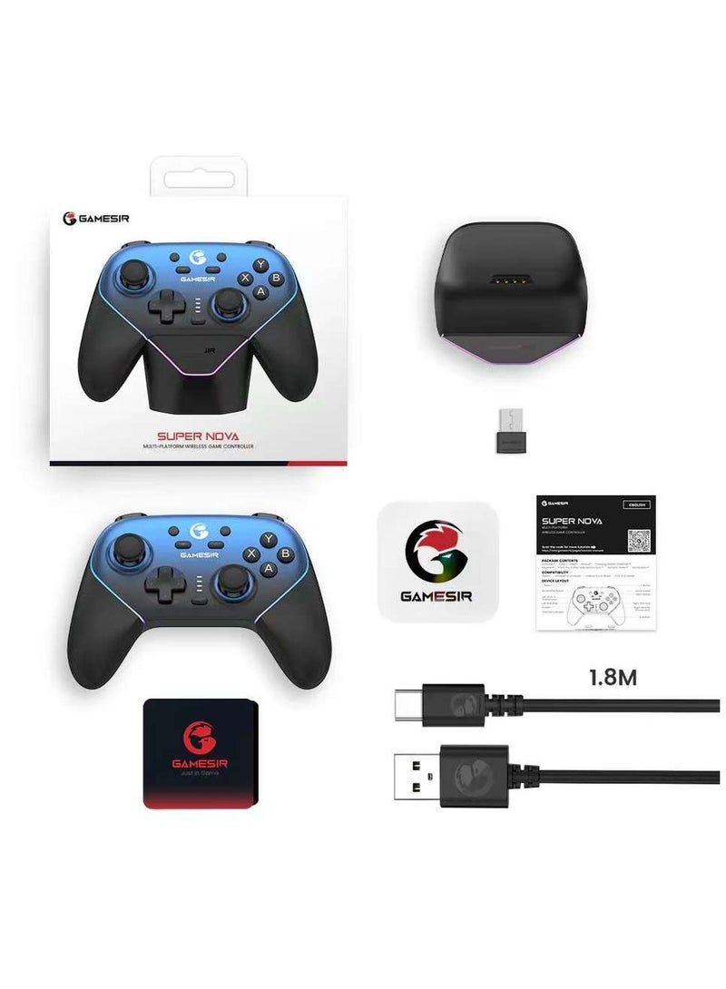 general Professional Gamepad Gamesir Super Nova Wireless Multiplatform Game Controller with Charging Dock compatible with PC, Steam, Switch, iOS, Android / Hall Stick / Hall Effect Triggers / RGB Lighting / Vibertion / Programmable / 1000Hz Polling Rate / 6 Axis Gyro / One-Press Wake Up / Cushioned Membrane ABXY Buttons / Rubberized Laser-Engraved Textured Grips / 1000mAh Battery - Image 5