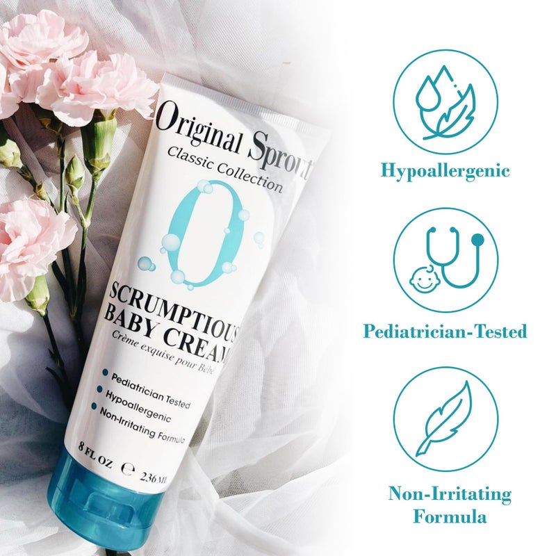 Original Sprout Scrumptious Baby Cream, Gentle Moisturizing Cream for Dry, Sensitive Skin & Diaper Rash, Non-Greasy Baby Lotion with Zinc Oxide & Calendula for Face & Body, 8 fl oz - Image 5