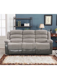 DANUBE HOME Greensboro 3-Seater Fabric Manual Motion Recliner Modern Design Three Seat Relaxing Chair Comfortable Living Room Furniture L 207 x W 90 x H 101 cm - Dark Grey  - Image 1