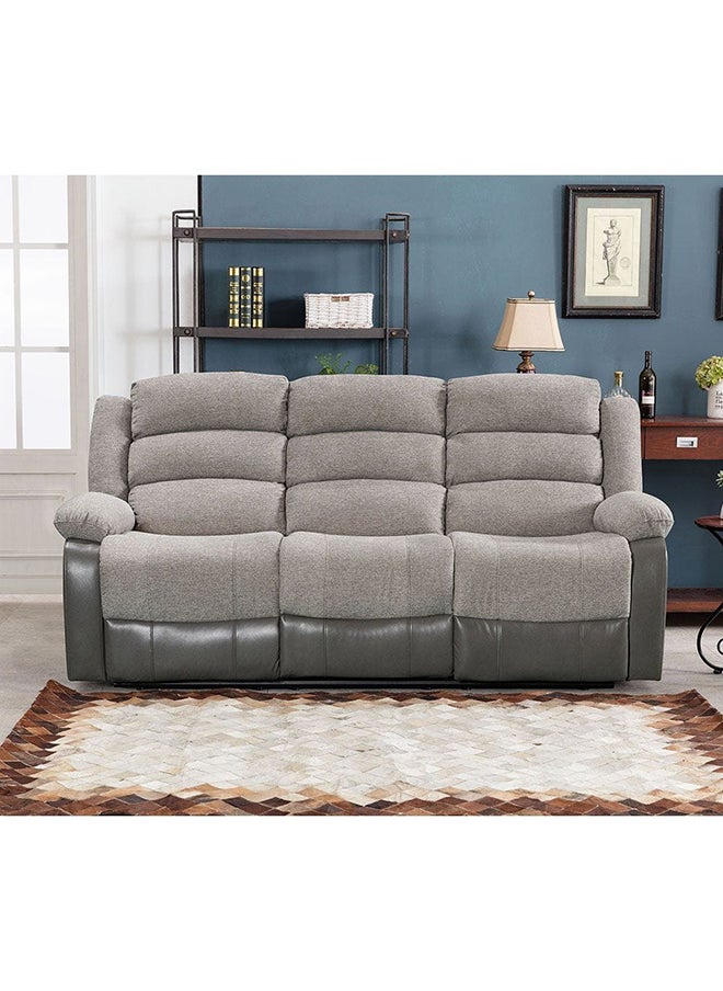 DANUBE HOME Greensboro 3-Seater Fabric Manual Motion Recliner Modern Design Three Seat Relaxing Chair Comfortable Living Room Furniture L 207 x W 90 x H 101 cm - Dark Grey  - Image 1