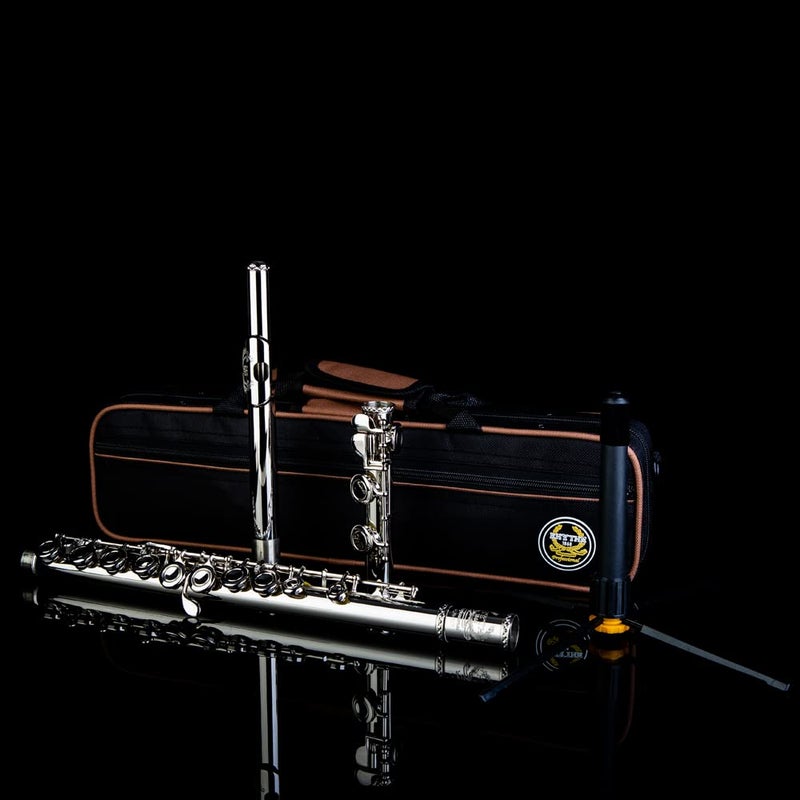 Rhythm C Flutes with Engraved Flower Closed Hole 16 Keys Flute For Student, Beginner with Stand, Carrying Case,Gloves,Joint Grease, Tuning Rod, Nickel - Image 5