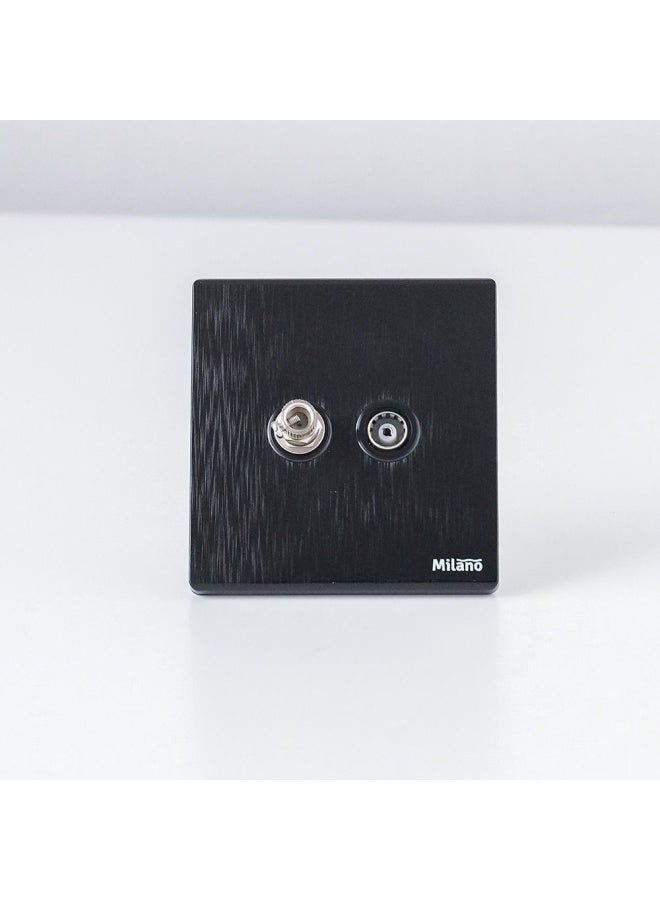 DANUBE HOME Milano Tv And Satellite Outlet Cable Socket For Modern Home Electrical Switches Sockets Outlets For Home Appliances Computers Aura Blk - Image 1