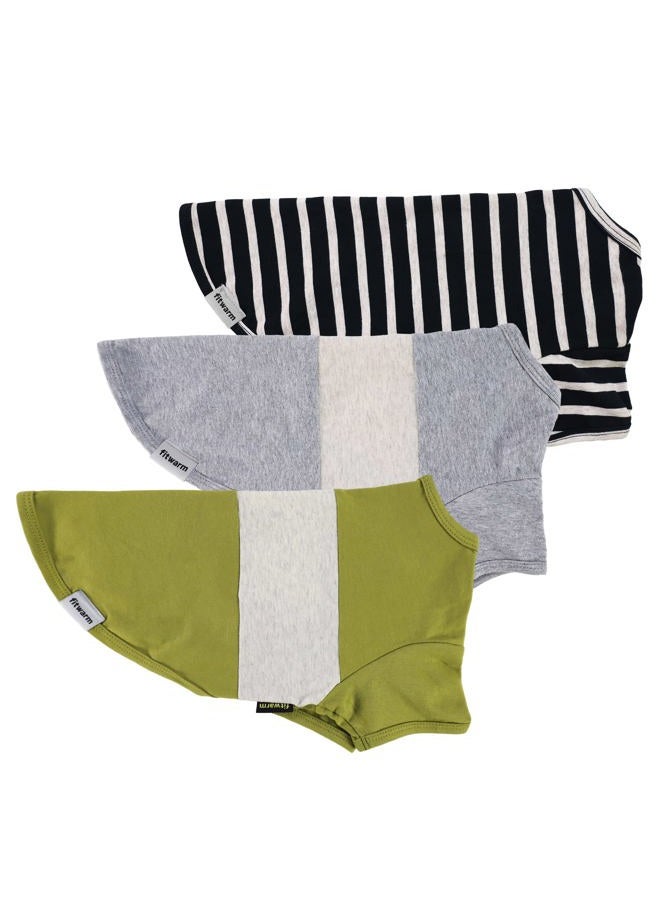 Fitwarm 3 Pack Color Block Striped Dog Shirt, Summer Dog Clothes for Small Dogs, Breathable Lightweight Pet Tshirt with Sleeves, Chihuahua Outfit, Oliver Green, Grey, Black, XS - Image 5