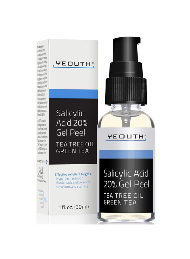 Yeouth Salicylic Acid Peel for Face 20%, BHA Exfoliator for Clear Looking Skin, Gentle At Home Exfoliator for Face with Green Tea, Salicylic Acid Serum 1oz - Image 1