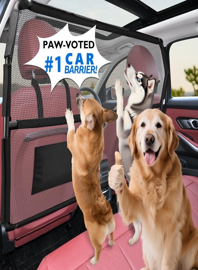 ROUWINNE Dog Barrier for SUV, 50" Dog Car Barrier Behind Front Seat, Escape-Proof Back Seat Divider & Cargo Area Gate, Durable Dog Net for Car, Safety Mesh Pet Restraint - Image 5