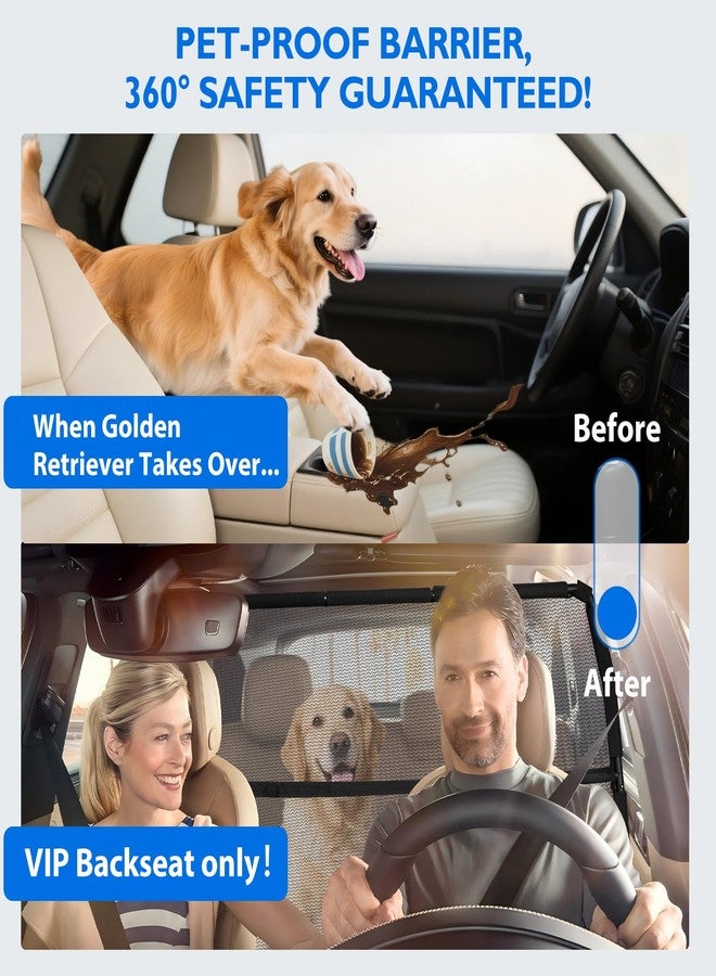 ROUWINNE Dog Barrier for SUV, 50" Dog Car Barrier Behind Front Seat, Escape-Proof Back Seat Divider & Cargo Area Gate, Durable Dog Net for Car, Safety Mesh Pet Restraint - Image 3