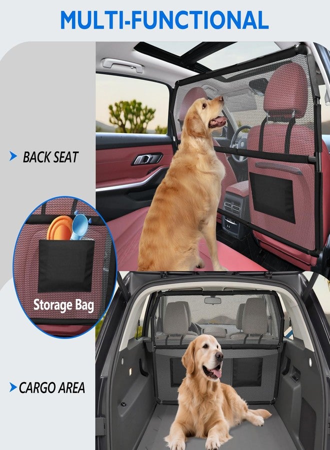 ROUWINNE Dog Barrier for SUV, 50" Dog Car Barrier Behind Front Seat, Escape-Proof Back Seat Divider & Cargo Area Gate, Durable Dog Net for Car, Safety Mesh Pet Restraint - Image 4
