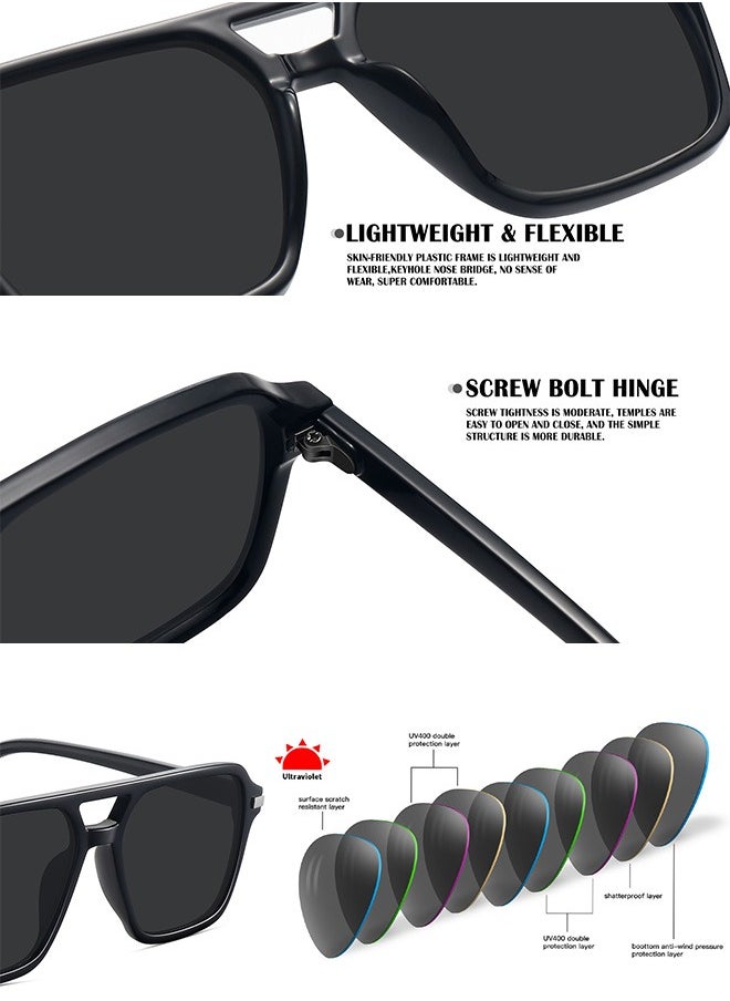 AZorb - Sunglasses Men Women High Quality Sunglasses Aviator Metal Hinges Square Oversize Sunglass Men's Sun Glassess for Man Ladies Polarized 70s UV Protection Eye Glasses - Image 1