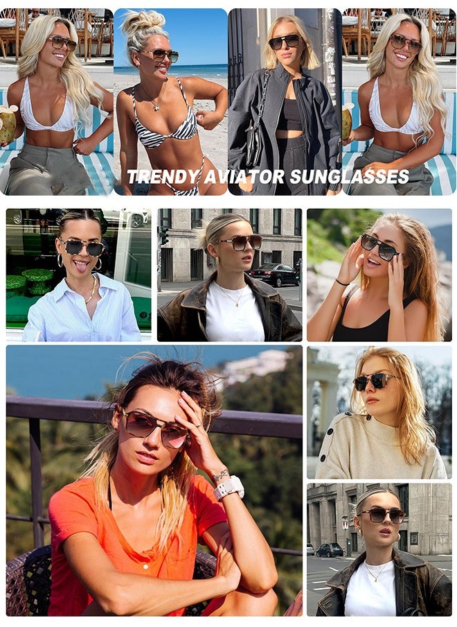 AZorb - Sunglasses Men Women High Quality Sunglasses Aviator Metal Hinges Square Oversize Sunglass Men's Sun Glassess for Man Ladies Polarized 70s UV Protection Eye Glasses - Image 1