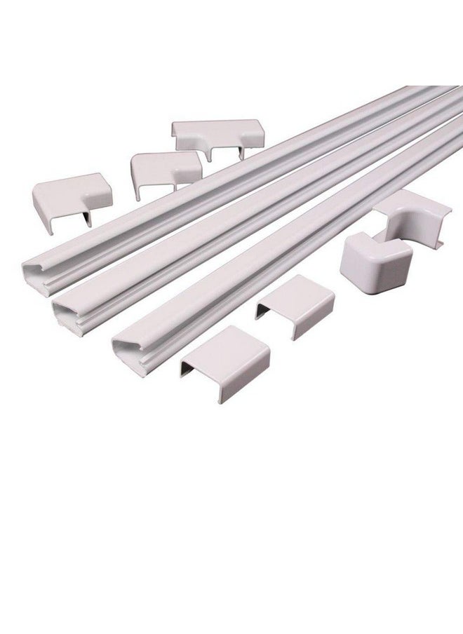 C2G Legrand - Wiremold Cord Cover, White Cord Hider for Wall Mount TV, 12 Foot (144 Inches) Cord Cover Floor or Cord Cover Wall to Hide TV Cords for Wall Mount TV, Conceals 3 Cords, C210  - Image 1
