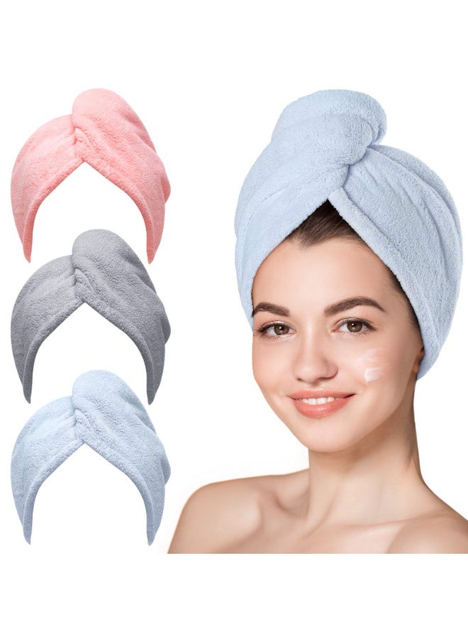 Microfiber Hair Towel, 3 Packs Hair Turbans for Wet Hair, Drying Hair Wrap Towels for Curly Hair Women Anti Frizz Color Assorted - Image 1