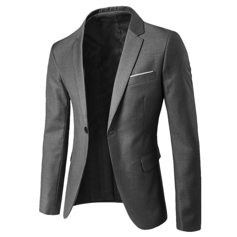 New Fashion Small Suit Mens Wedding Suit Jacket Korean Slim-fit Business Casual Professional Dress Jacket Mens Gray [single buckle]] - Image 1