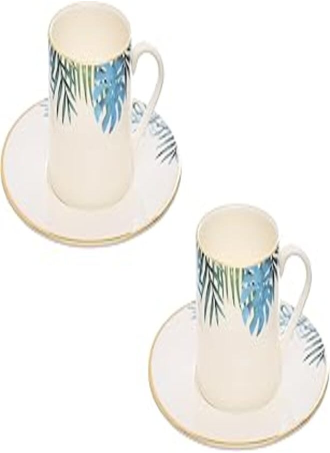 Porland Porland Porcelain Exotic Coffee Cup & Saucer Set For Home Uses, Restaurants & Hotels, 90ml Set Of 2 Pcs. 