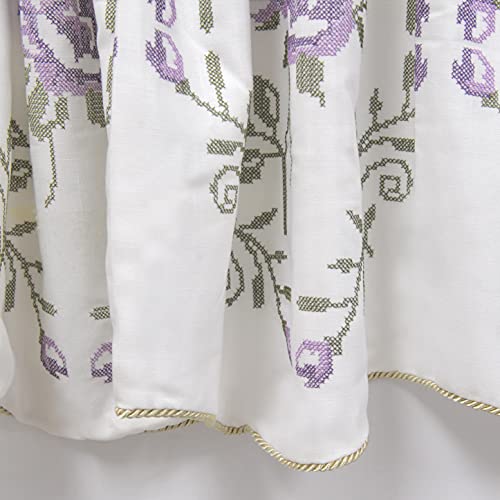 Home Soft Things 1 Piece Rose Embroidery Valance, Lilac, 60" x 19", Scalloped Flower Floral Window Curtain Valance Thick Drapes for Bedroom Decor with Rod Pocket. - Image 3