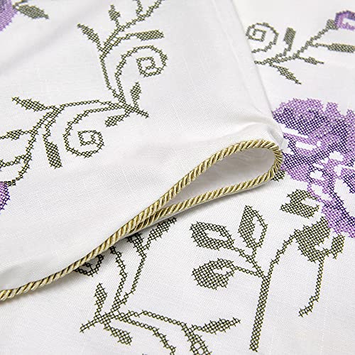Home Soft Things 1 Piece Rose Embroidery Valance, Lilac, 60" x 19", Scalloped Flower Floral Window Curtain Valance Thick Drapes for Bedroom Decor with Rod Pocket. - Image 4