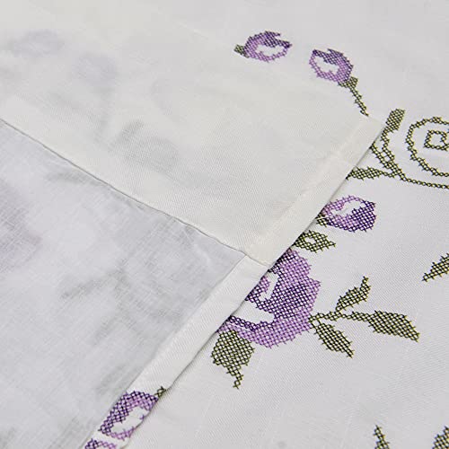 Home Soft Things 1 Piece Rose Embroidery Valance, Lilac, 60" x 19", Scalloped Flower Floral Window Curtain Valance Thick Drapes for Bedroom Decor with Rod Pocket. - Image 5
