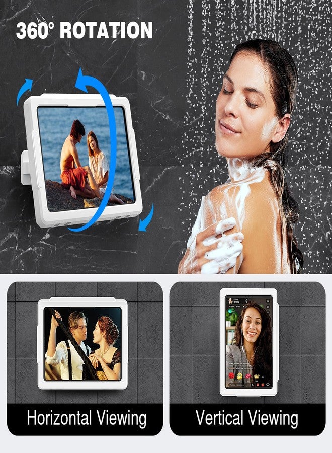 MoKo Tablet Holder Shower, Stretchable Waterproof iPad Holder for All Devices up to 11 Inches, 360° Rotation Tablet Wall Mount with Anti-Fog Touch Screen, 2 Placement Modes for Bathroom Kitchen - Image 3