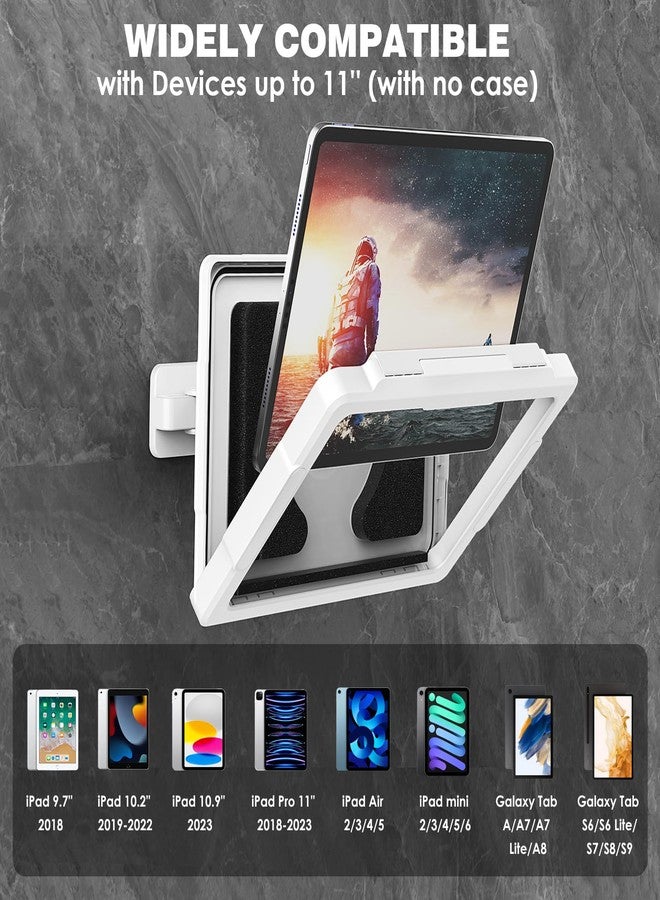 MoKo Tablet Holder Shower, Stretchable Waterproof iPad Holder for All Devices up to 11 Inches, 360° Rotation Tablet Wall Mount with Anti-Fog Touch Screen, 2 Placement Modes for Bathroom Kitchen - Image 2